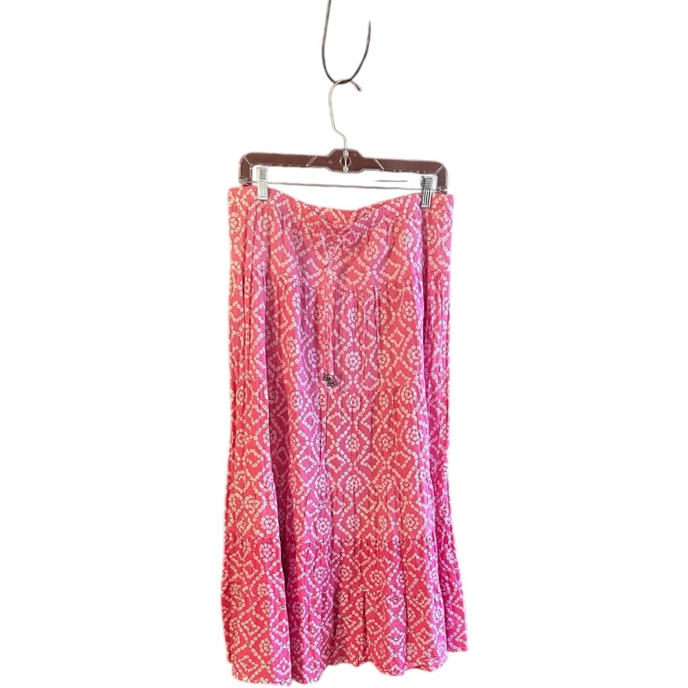 First Issue a Liz Claiborne Company pink white cotton skirt sequins ruffles Lg